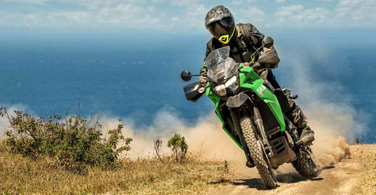 Kawasaki Off Road KLR riding through dirt terrain