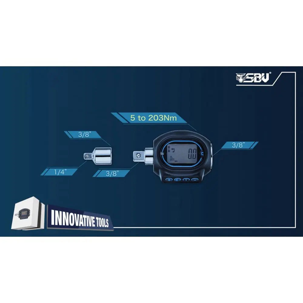 SBV TOOLS 3/8” Digital Torque Adapter, 4-203 Nm / 3-150 ft-lbs