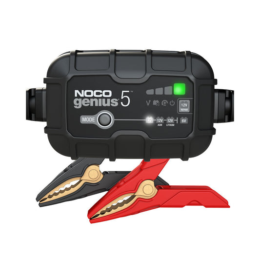 NOCO GENIUS 5 BATTERY CHARGER FOR LEAD ACID 6 & 12V AND 12.8V LITHIUM BATTERIES