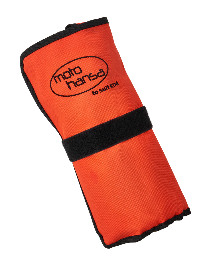 Orange wrap with black band featuring 'moto hansa' logo on a white background
