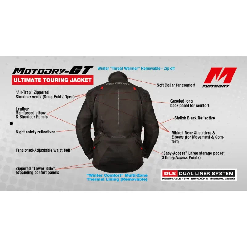 MotoDry GT Black Adventure/Touring Jacket