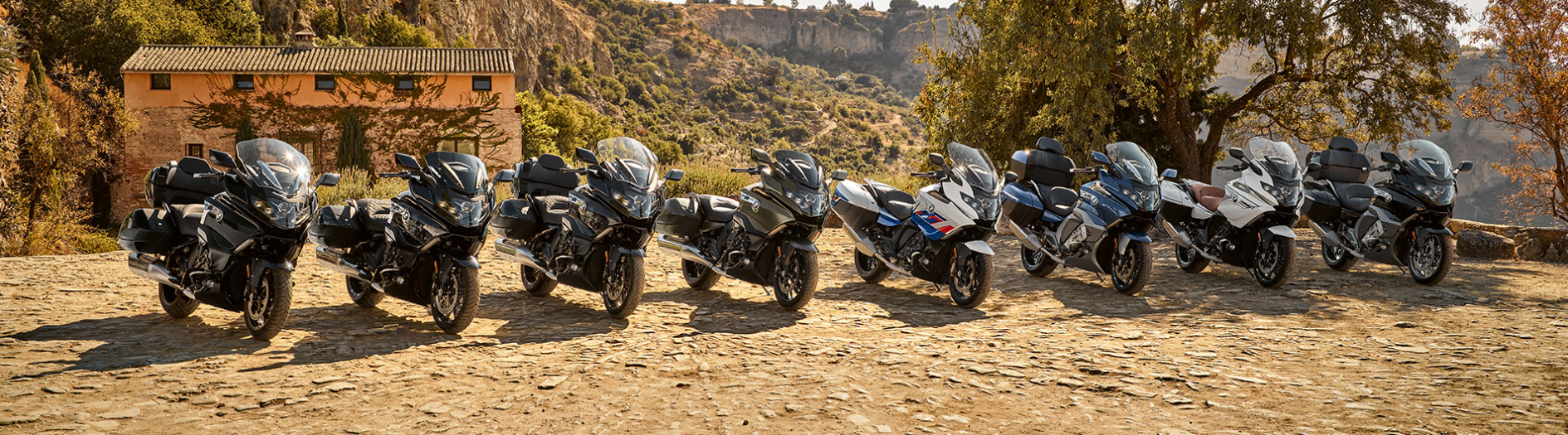 BMW motorcycles lined up