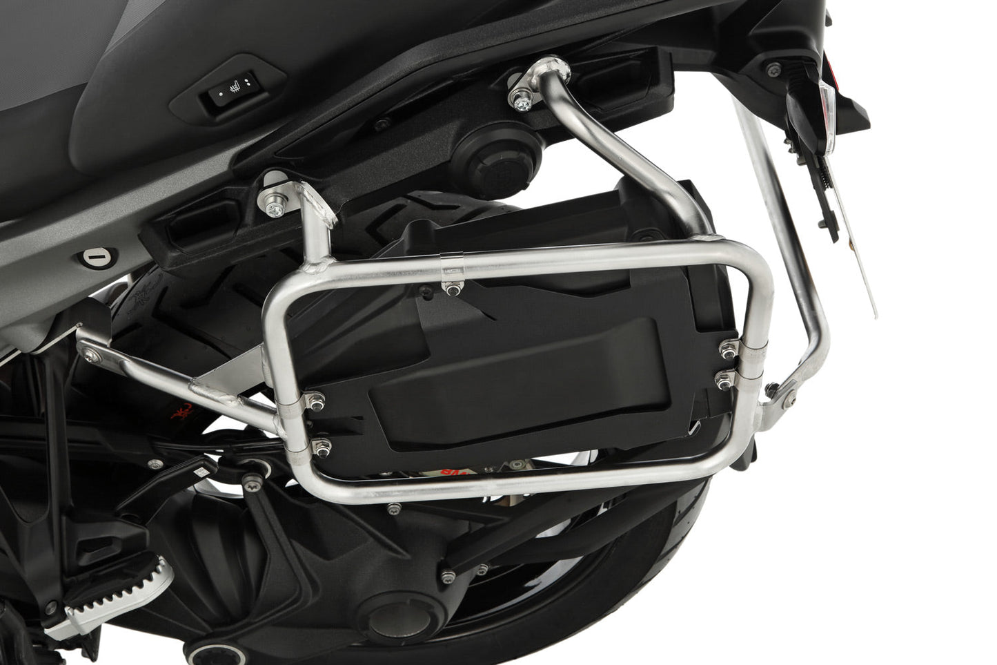 Toolbox with programmable lock suitable for Wunderlich luggage rack R 1300 GS - For original BMW keys - black