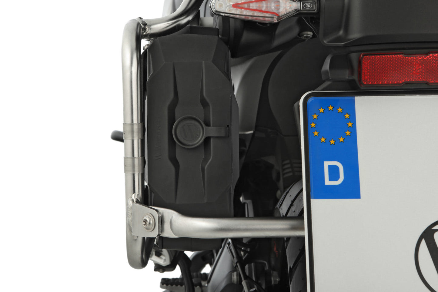 Toolbox with programmable lock suitable for Wunderlich luggage rack R 1300 GS - For original BMW keys - black