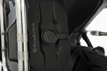 Toolbox with programmable lock suitable for Wunderlich luggage rack R 1300 GS - For original BMW keys - black