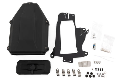 Toolbox with programmable lock suitable for Wunderlich luggage rack R 1300 GS - For original BMW keys - black