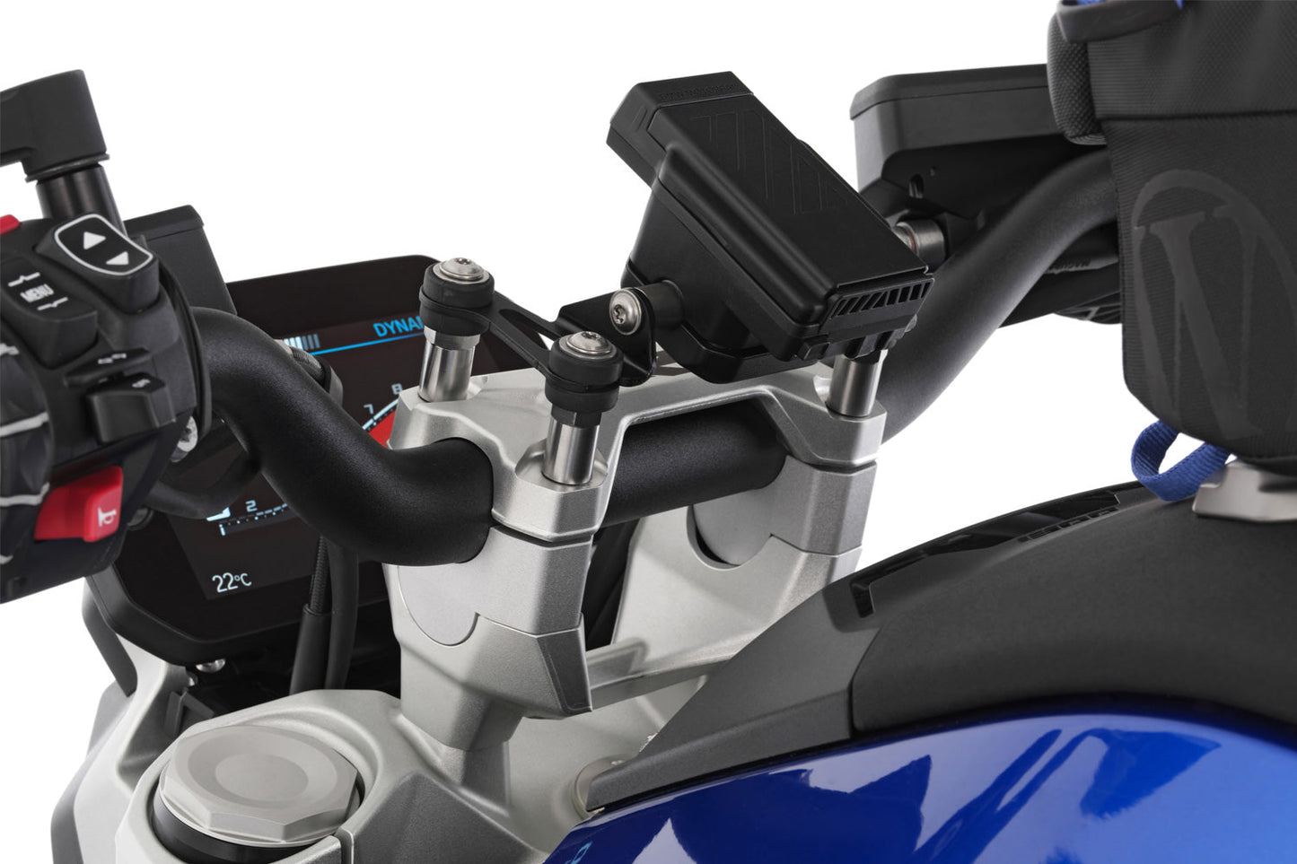 ERGO Handlebar Riser R 1300 R for models with BMW sat nav - 25mm - silver