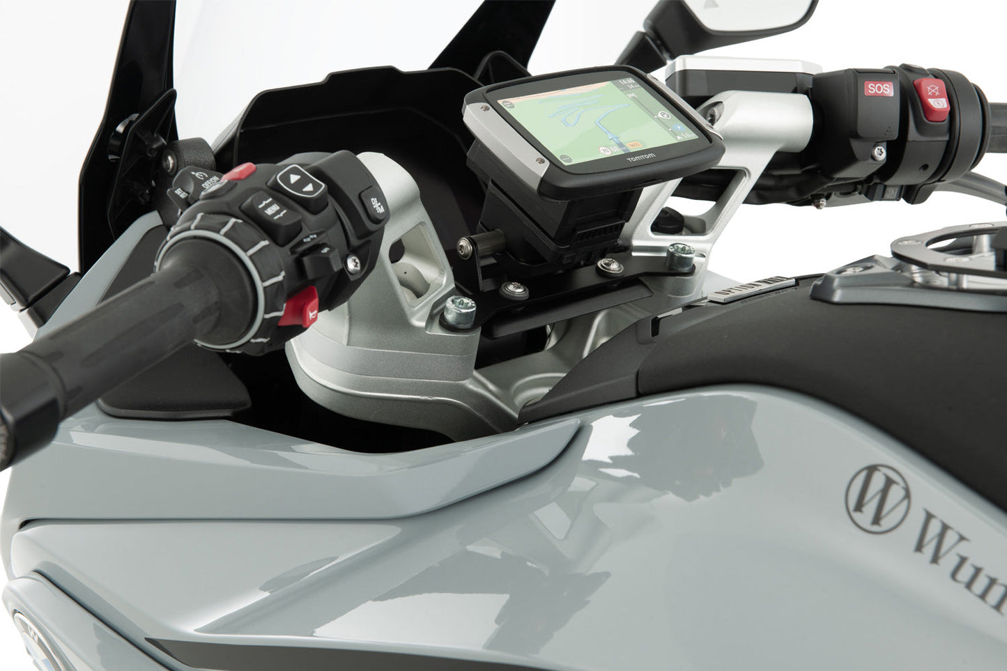 Handlebar Riser ERGO R 1300 RS with original BMW navigation system - 15mm - silver