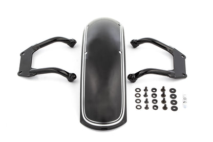 Front fender »RockBob« - Blackstorm Metallic -  white striped