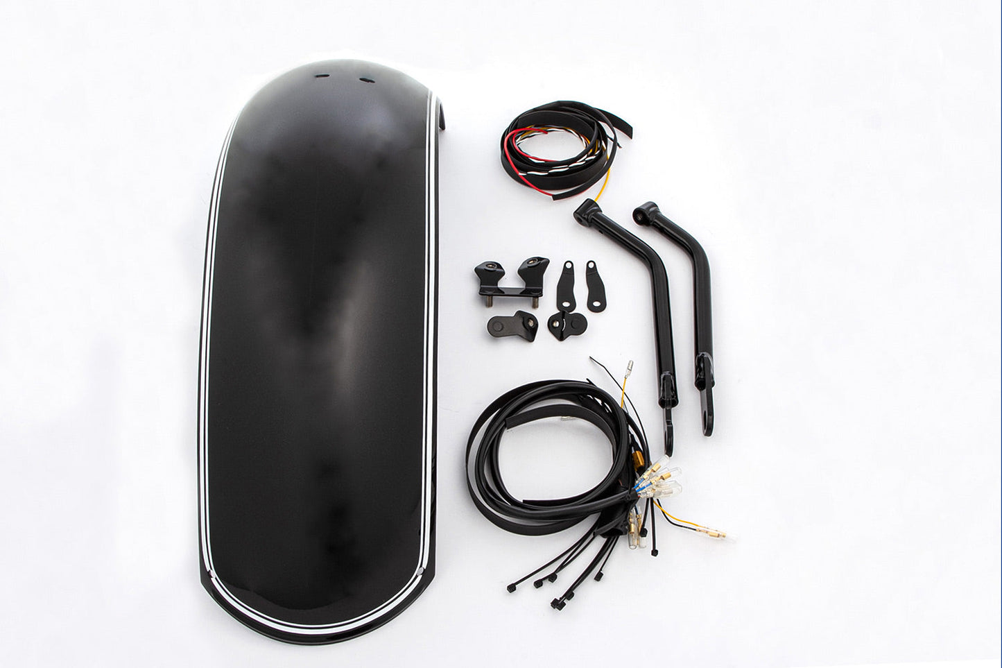 Rear fender »RockBob« - Blackstorm Metallic - white striped