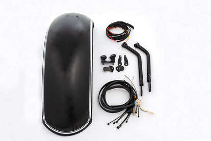 Rear fender »RockBob« - Blackstorm Metallic - white striped