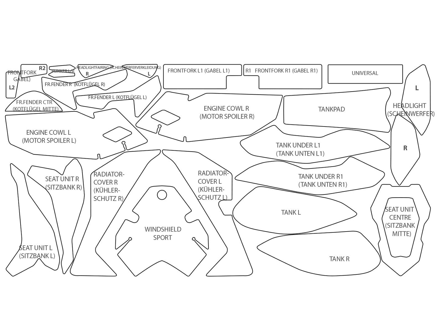 Complete paint protection set S 1000 R (2025-) PremiumShield - clear