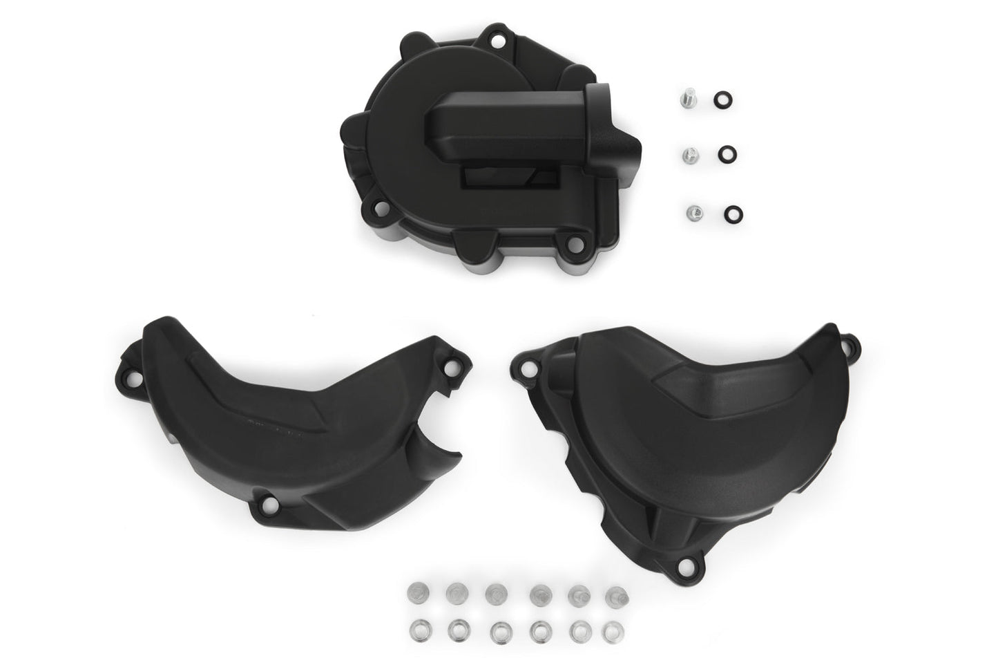 protective cover set for clutch, alternator and water pump - black