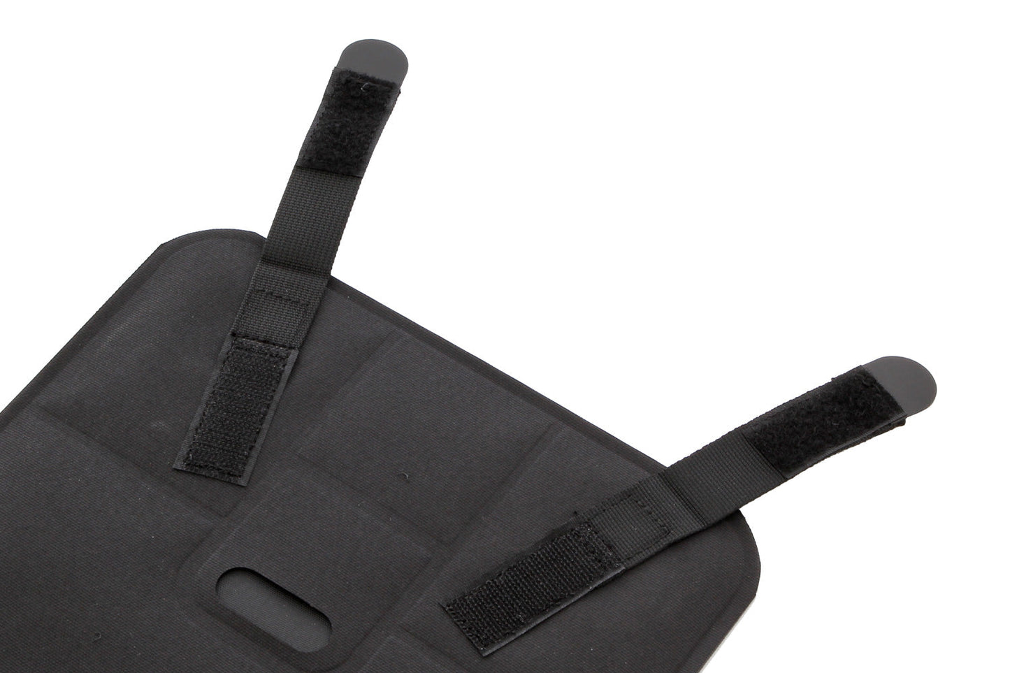 Black carrying case with straps on a white background