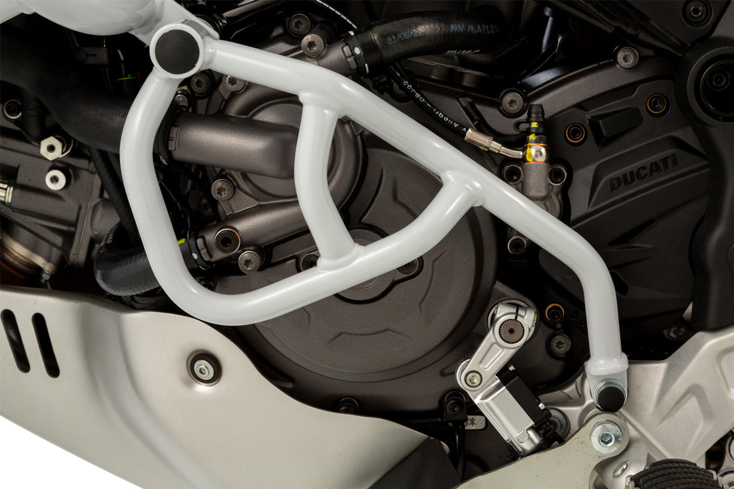 engine protection bar left - white - for installation without the fairing protection ba