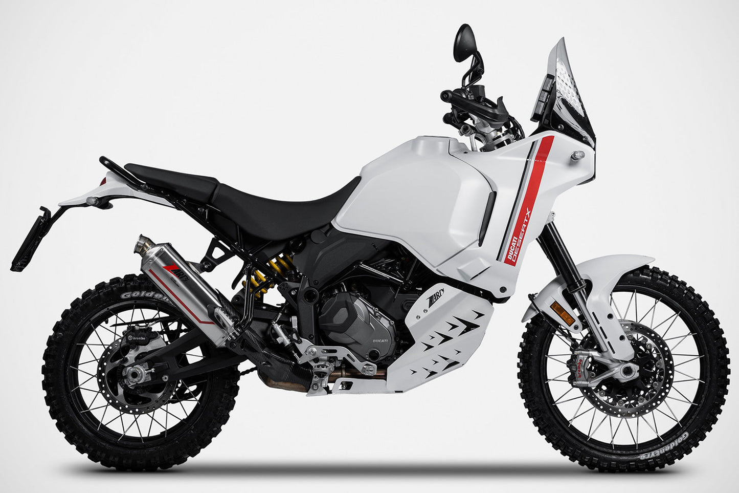ZARD »Sabbia« slip-on 2-1 silencer with carbon cover for the Ducati DesertX - stainless steel
