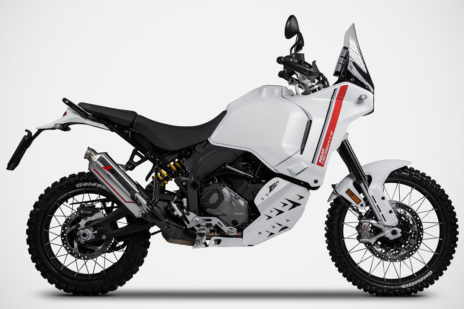 ZARD »Sabbia« slip-on 2-1 silencer with carbon cover for the Ducati DesertX - stainless steel