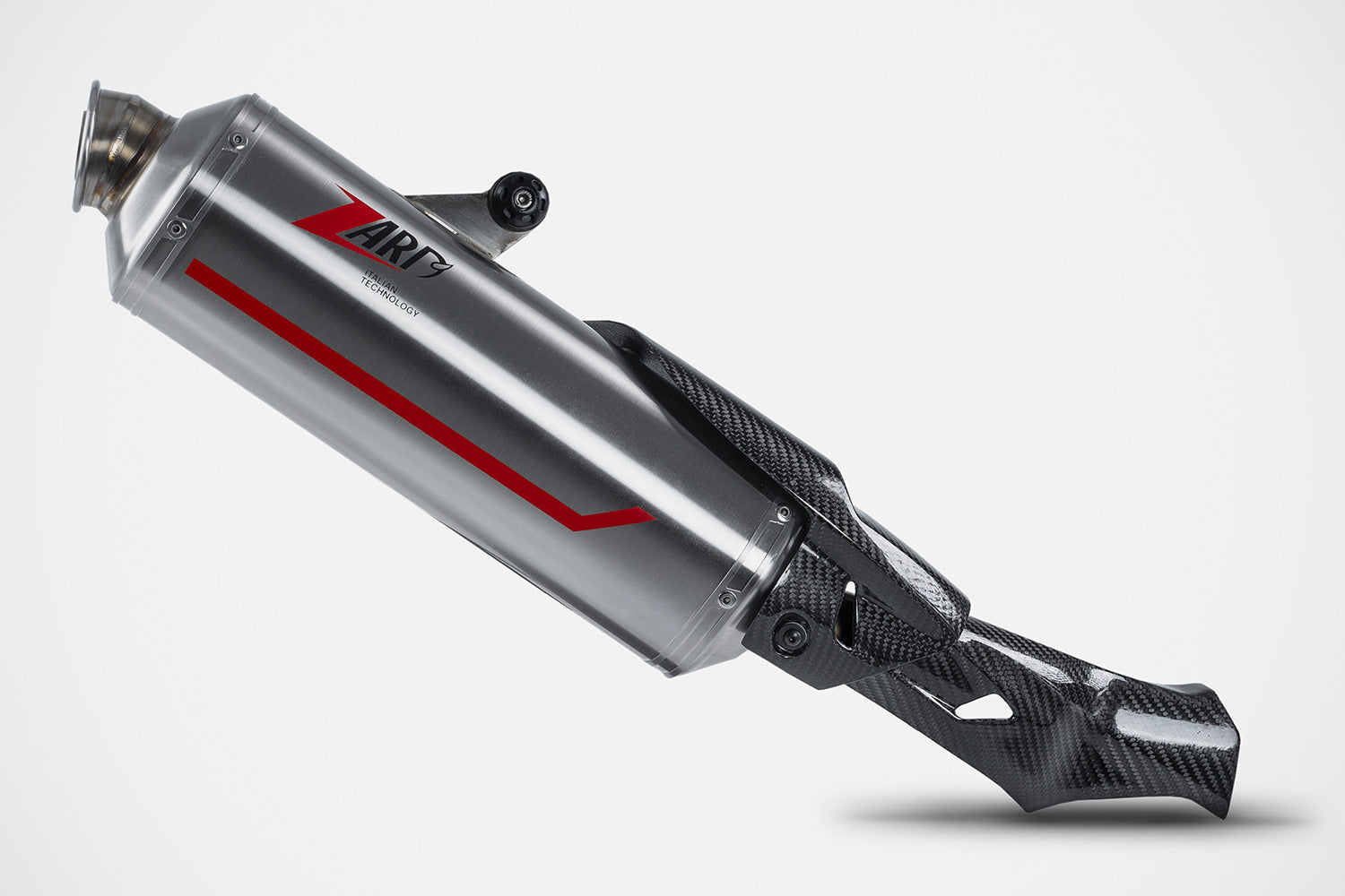ZARD »Sabbia« slip-on 2-1 silencer with carbon cover for the Ducati DesertX - stainless steel