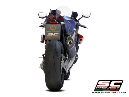 APRILIA RSV4 (2021 - 2024) - FACTORY SC1-R Muffler (250mm), carbon fiber end cap, with titanium exhaust valve