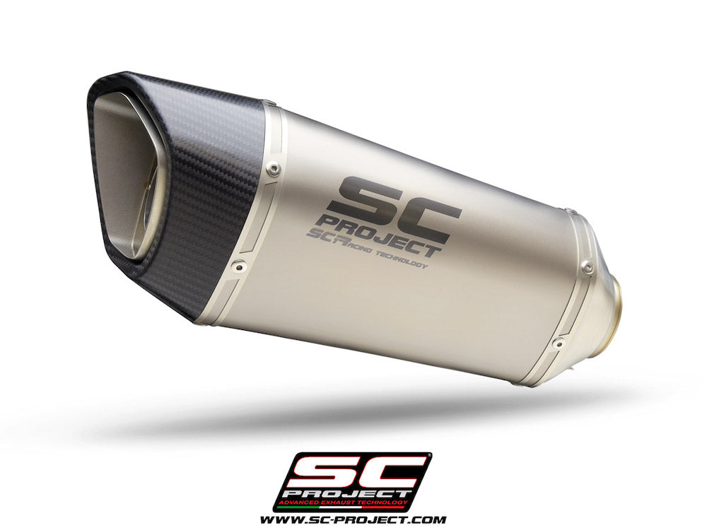 APRILIA RSV4 (2021 - 2024) - FACTORY SC1-R Muffler (250mm), carbon fiber end cap, with titanium exhaust valve