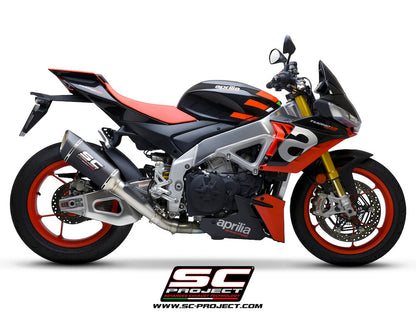 Aprilia TUONO V4 (2021-2024) - Factory SC1-R Muffler (250mm), carbon fiber end cap, with titanium exhaust valve