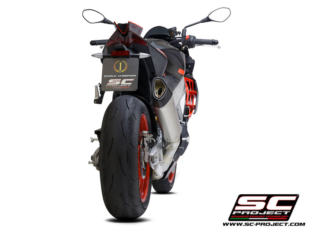 Aprilia TUONO V4 (2021-2024) - Factory SC1-R Muffler, carbon fiber end cap, with exhaust valve - Euro 5