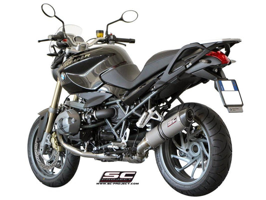 BMW R 1200 R (2011 - 2014) Oval Muffler, Titanium, with Carbon fibre end cap
