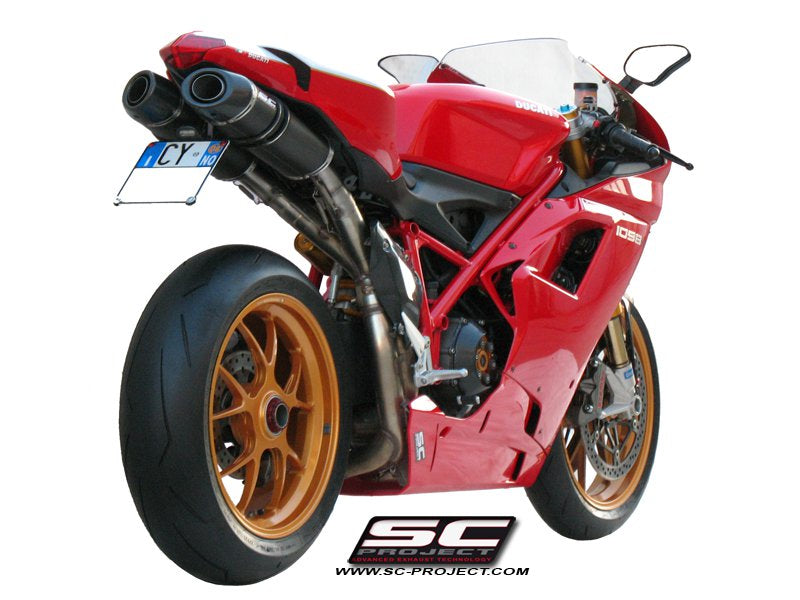 DUCATI 848 (2007 - 2013) Pair of Oval Mufflers, with Carbon fibre end cap
