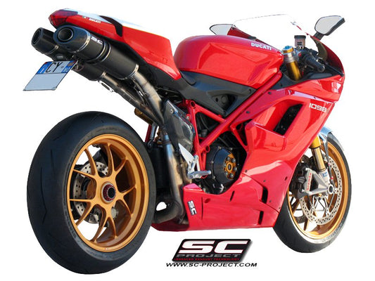 DUCATI 848 (2007 - 2013) Pair of Oval Mufflers, with Carbon fibre end cap