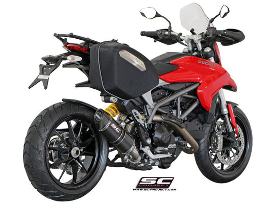 DUCATI HYPERMOTARD 821 (2013 - 2016) DUCATI HYPERSTRADA (2013 - 2016) Oval Muffler, low position, with carbon fibre end cap