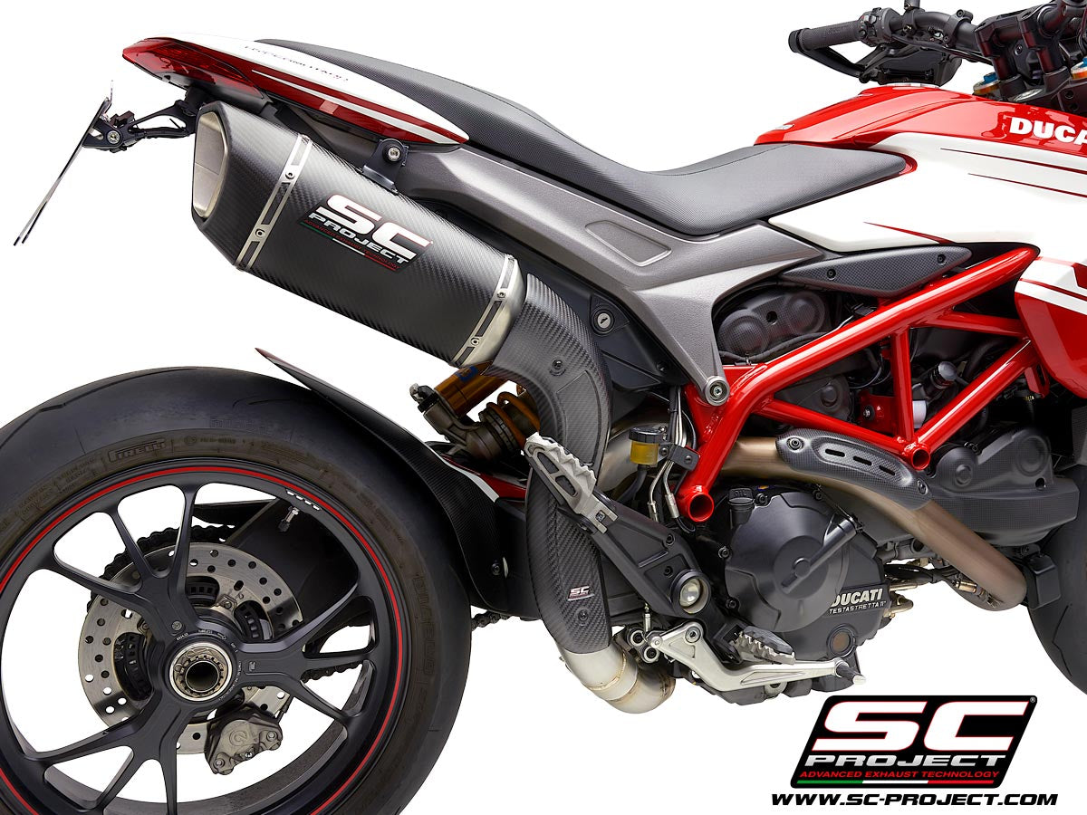 DUCATI HYPERMOTARD 939 (2016 - 2018) - SP SC1-R Muffler, high position, Carbon fibre, with 2-1 link for valve removal