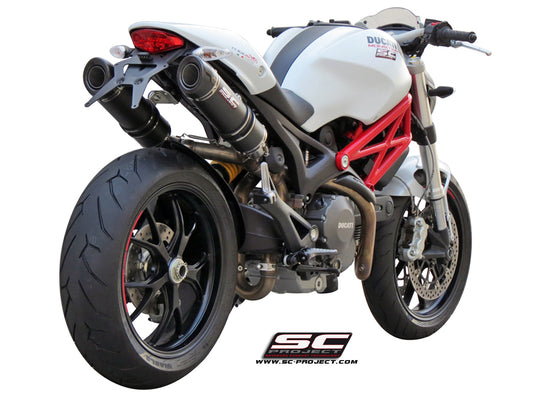 DUCATI MONSTER 1100 - S (2009 - 2010) DUCATI MONSTER 796 (2010 - 2014) DUCATI MONSTER 696 (2009 - 2014) Pair of GP-TECH Mufflers, carbon fibre, with carbon fibre end cap