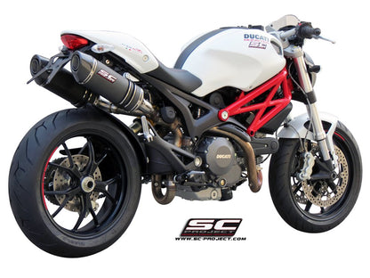 DUCATI MONSTER 1100 - S (2009 - 2010) DUCATI MONSTER 796 (2010 - 2014) DUCATI MONSTER 696 (2009 - 2014) Pair of Oval Mufflers, with carbon fibre end cap