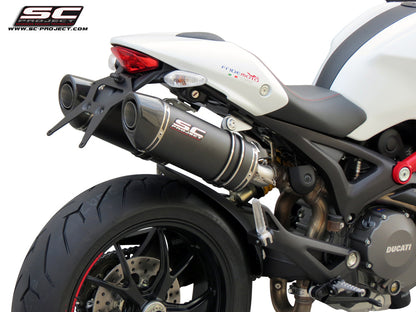 DUCATI MONSTER 1100 - S (2009 - 2010) DUCATI MONSTER 796 (2010 - 2014) DUCATI MONSTER 696 (2009 - 2014) Pair of Oval Mufflers, with carbon fibre end cap