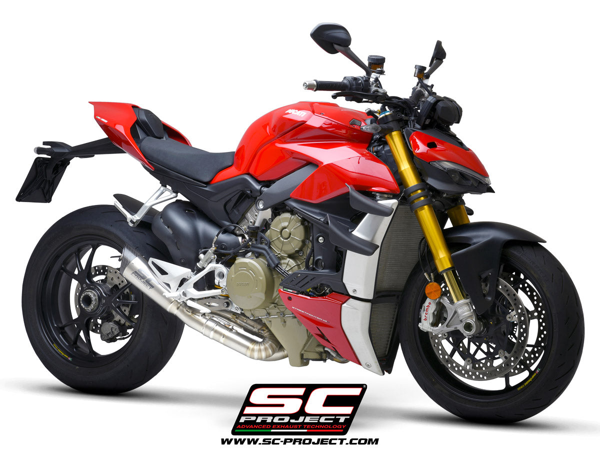 DUCATI STREETFIGHTER V4 (2020) S1 Muffler, Titanium, with Carbon fibre end cap and de-cat link