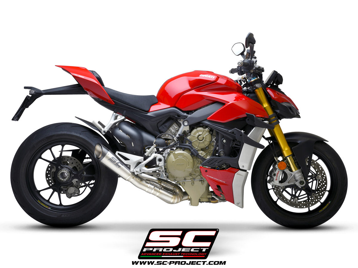 DUCATI STREETFIGHTER V4 (2020) S1 Muffler, Titanium, with Carbon fibre end cap and de-cat link