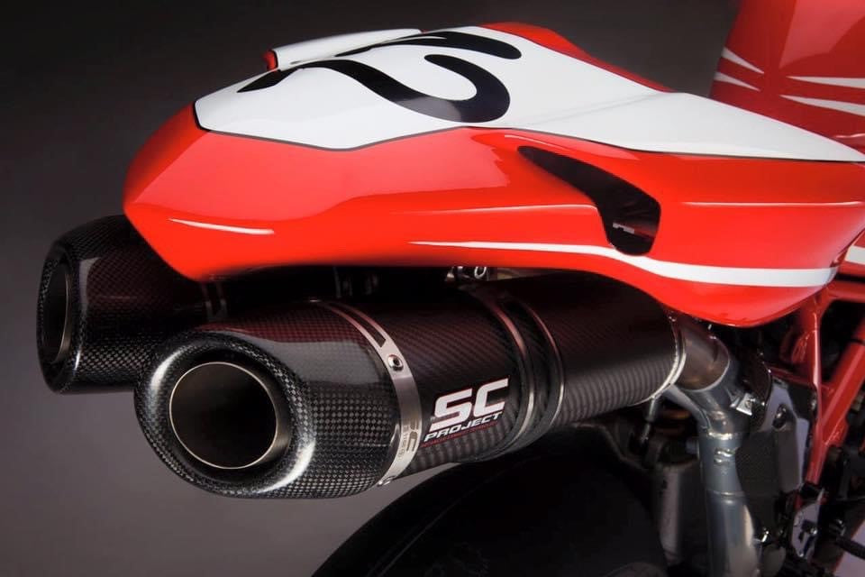 DUCATI 848 (2007 - 2013) Pair of Oval Mufflers, with Carbon fibre end cap