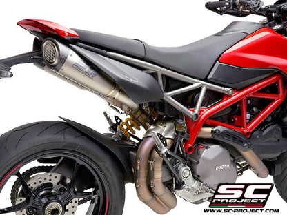 Ducati HYPERMOTARD 950 (2021 - 2025) - RVE - SP - EURO 5 Pair of S1 Mufflers, titanium, with carbon fiber end cap and titanium mesh stone guard