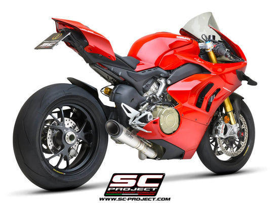 DUCATI PANIGALE V4 - V4 S (2021-2023) S1 Muffler, Titanium, with Carbon fiber end cap, with de-cat link