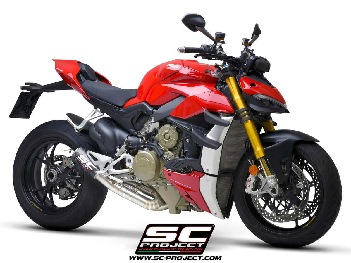 DUCATI STREETFIGHTER V4 (2021-2023) CR-T M2 Muffler, carbon fibre, with titanium end cap and de-cat link