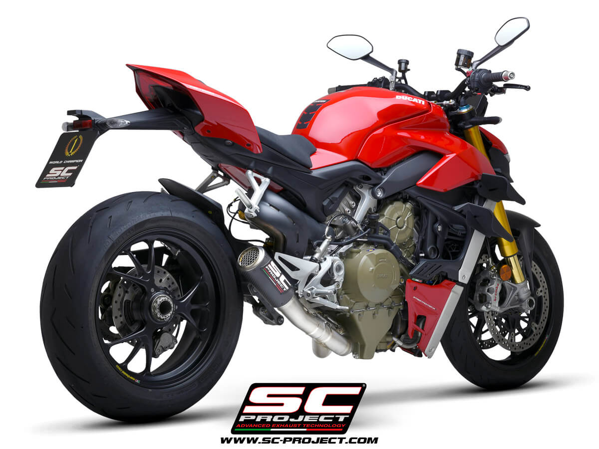 DUCATI STREETFIGHTER V4 (2021-2023) CR-T M2 Muffler, carbon fibre, with titanium end cap and de-cat link