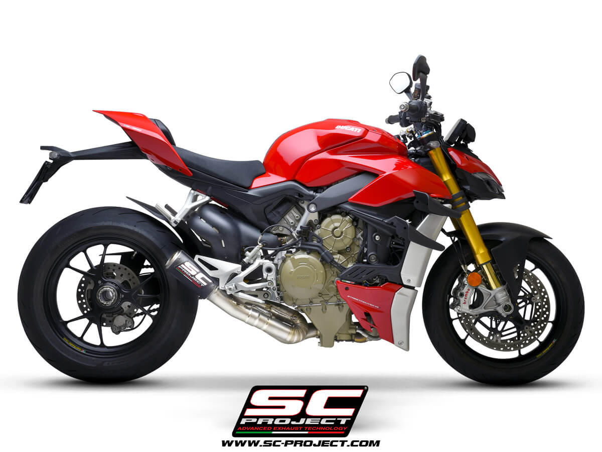 DUCATI STREETFIGHTER V4 (2021-2023) CR-T M2 Muffler, carbon fibre, with titanium end cap and de-cat link