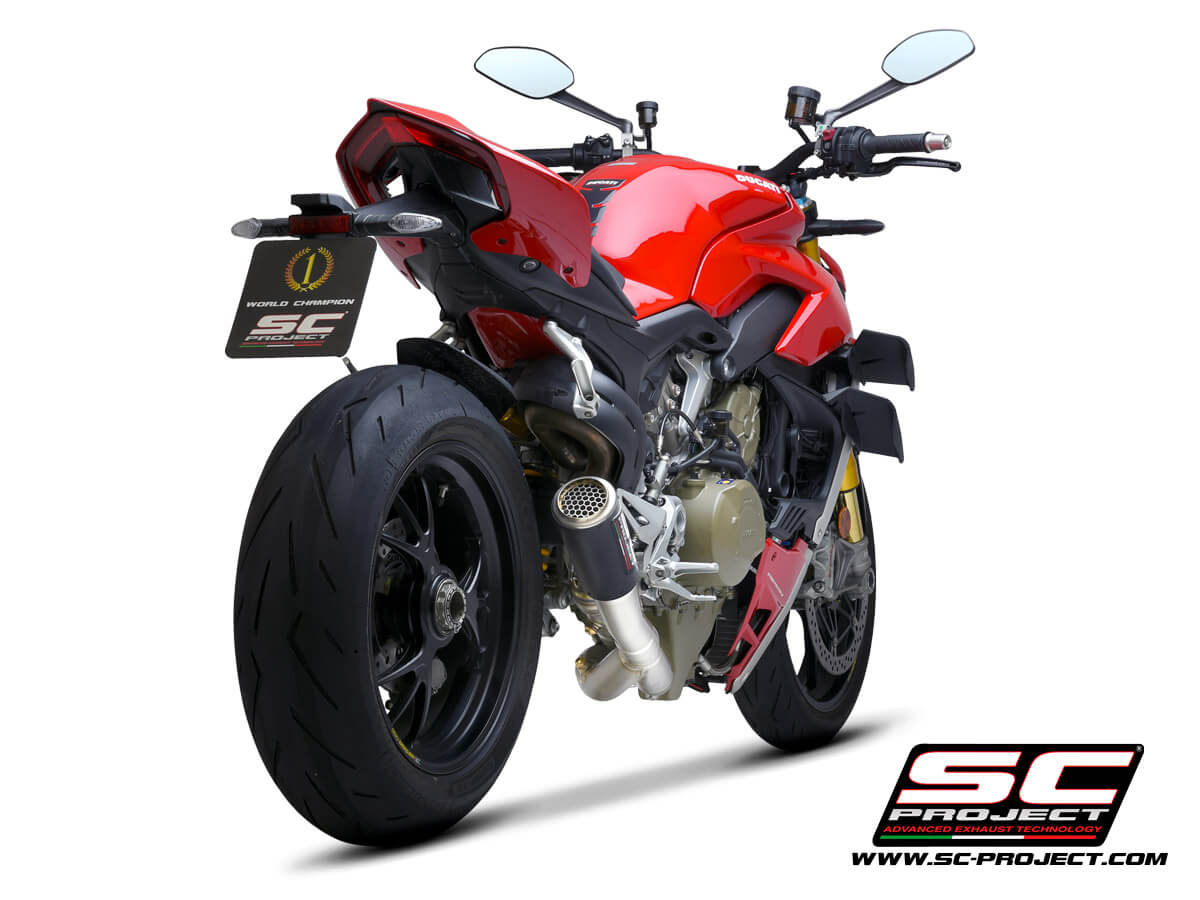 DUCATI STREETFIGHTER V4 (2021-2023) CR-T M2 Muffler, carbon fibre, with titanium end cap and de-cat link