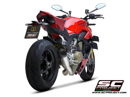 DUCATI STREETFIGHTER V4 (2021-2023) S1 Muffler, Titanium, with Carbon fiber end cap and de-cat link