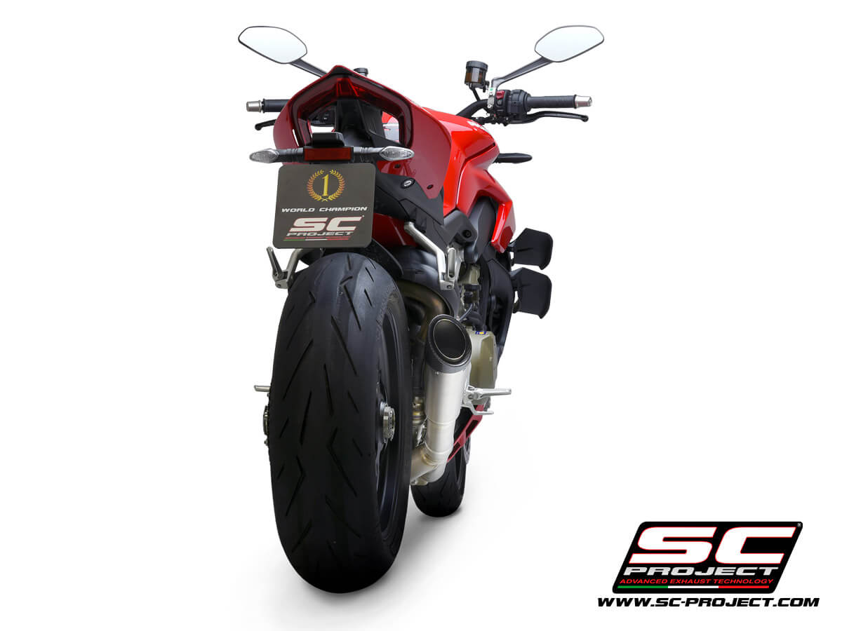 DUCATI STREETFIGHTER V4 (2021-2023) S1 Muffler, Titanium, with Carbon fiber end cap and de-cat link