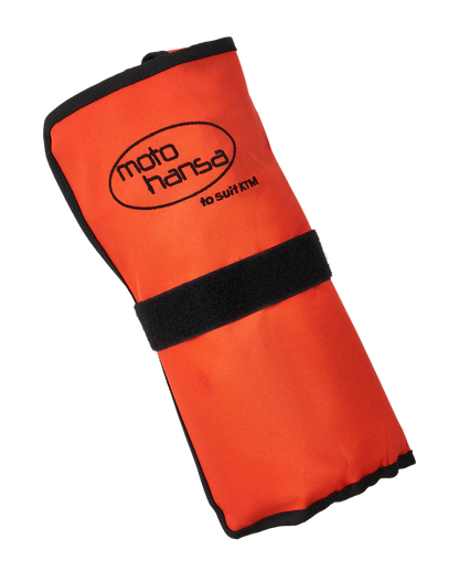 Orange wrap with black band featuring 'moto hansa' logo on a white background