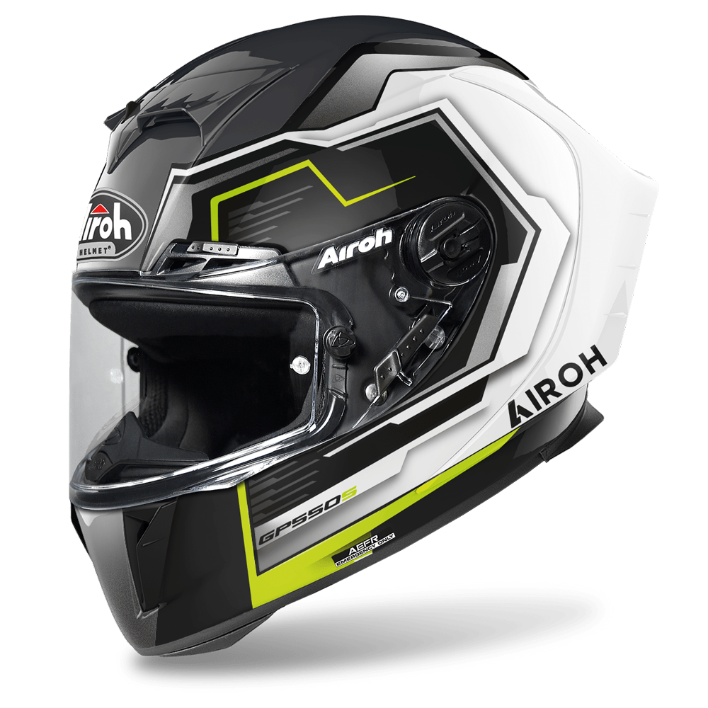 AIROH GP550-S ‘RUSH’ WHITE/YELLOW GLOSS
