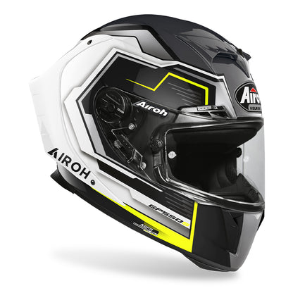 AIROH GP550-S ‘RUSH’ WHITE/YELLOW GLOSS