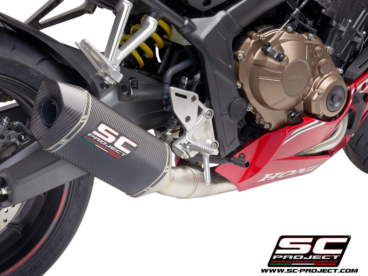 HONDA CBR650R (2019-2023) Full Exhaust System 4-1, with SC1-M Muffler, with Carbon fibre end cap