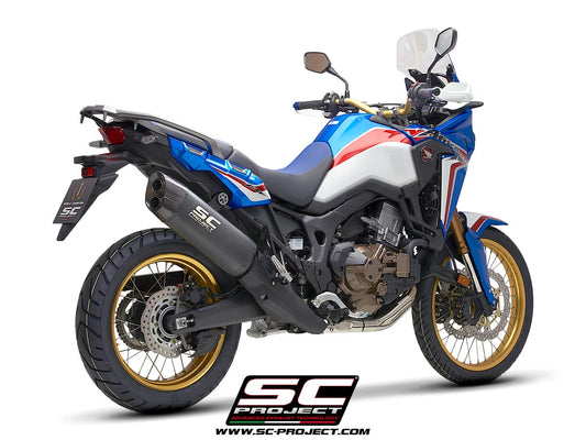 HONDA CRF1000L AFRICA TWIN (2016 - 2019) - ADVENTURE Adventure Muffler, Titanium, matt black painted, with Carbon fibre end cap